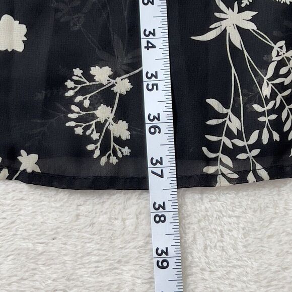 Liberty Love Floral Kimono Top Womens Sz L Sheer Black 3/4 Sleeves Boho - Picture 8 of 8